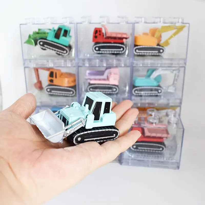 

Random Alloy Car Model Simulation Engineering Car Pull Back Car Toy With Transparent Storage Box Sliding Inertia Model Car Toy