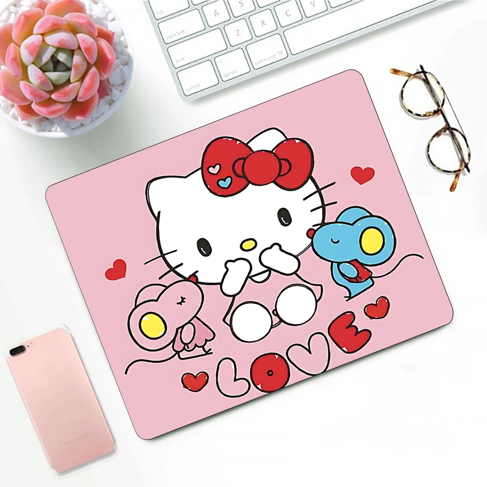 Cute pink anime Hello Kitty Gaming Mouse Pad XS Small Mousepad For PC Gamer Desktop Decoration Office Mouse Mat Deskmat Rug