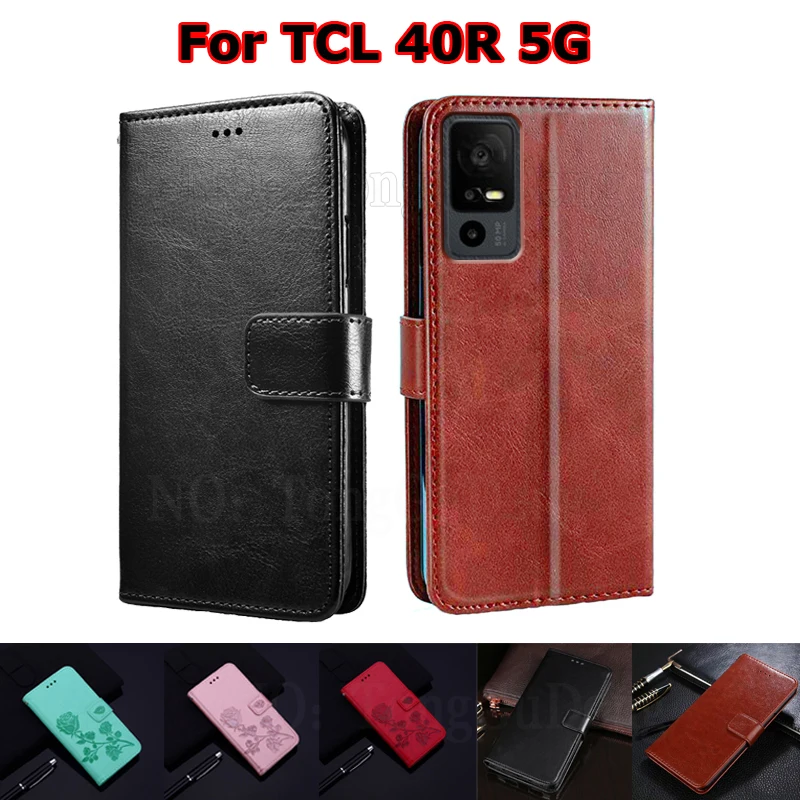 

Luxury Leather Case For Carcasas TCL 40R 5G Cover Kickstand Wallet Flip Phone Funda De Teléfono TCL 40R 5G T771A 6.6" чехол Etui