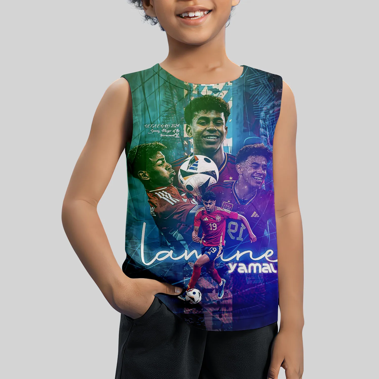 The Latest 3D Children Clothing for Boy Printed With Lamine Yamal Outdoor Comfortable Sleeveless T-shirt Fashionable Summer