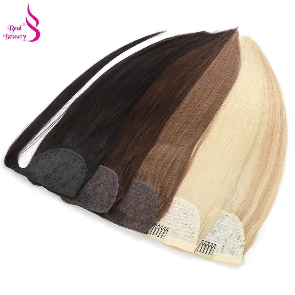 Straight Human Hair Ponytail Extensions Wrap Around Ponytail Clip in Hair Pieces Real Beauty Brazilian Remy Hair  12\