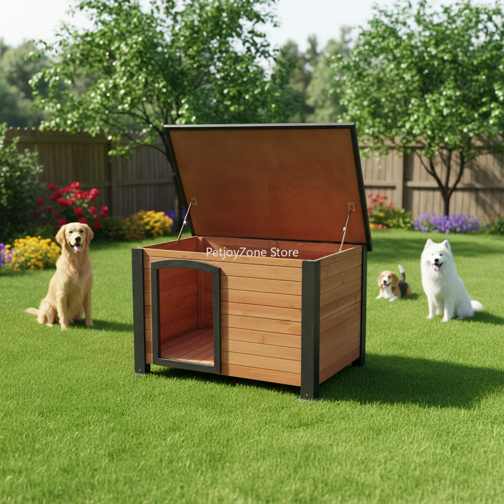 

SDD007-M In STOCK Wooden Doghouse With Top Open Waterproof Indoor/Outdoor Dog Kennel For Small To Large Dogs Puppy Shelter