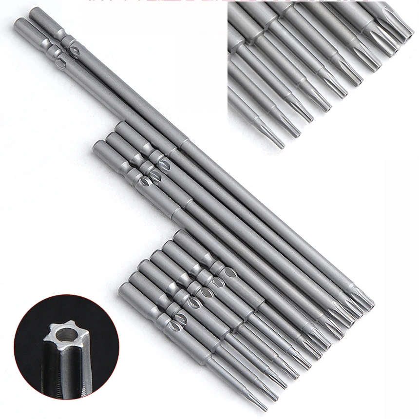 801 länge 100mm 150mm T7-T20 Torx-schraubendreher Bit Set 5mm Runde Schaft Elektrische Schraubendreher-bits Hand Werkzeuge