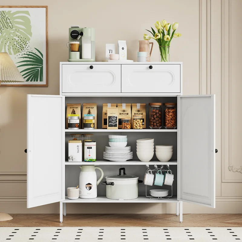 Wrought iron side cabinet, locker, household iron sheet living room, tea cabinet, kitchen locker, steel balcony door cabinet