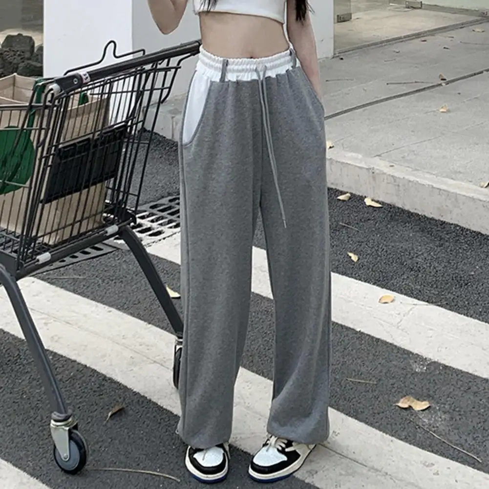 Women Loose Pants Stylish Women's Sweatpants Colorful Pockets Elastic Waist Wide Leg Design for Comfortable Fall Spring Sports