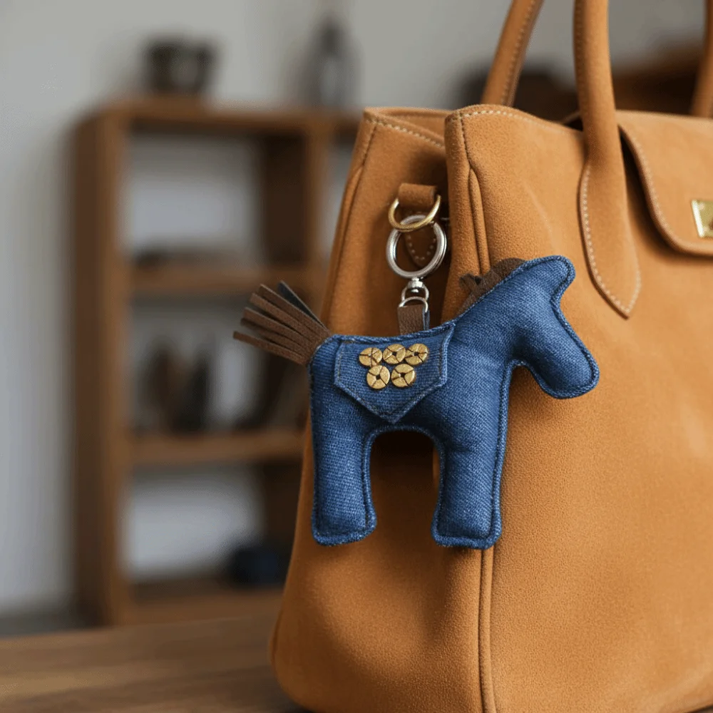 

Cute Horse Keychain Denim Hanging Decor Horse Year Key Ring Backpack Ornaments Zodiac Horse Mascot Cloth Pony Pendant