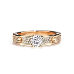 Trendy 0.5ct Red/D Color Moissanite Engagement Ring Wedding Band Rose Gold Plated Mosan Diamond Promise Rings Pass Tester Gift