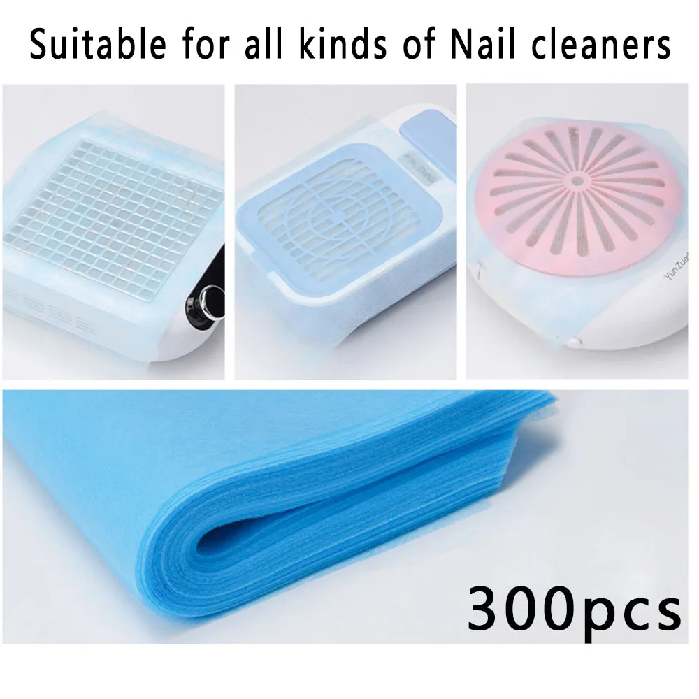 300pcs Nail Art Dust Collector Filter Paper 19x24cm Manicure Machine Dust Replace Nail Art Vacuum Cleaner Pink Blue Filter Paper