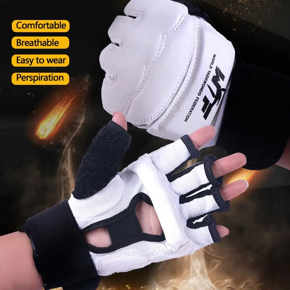 1 Pair Taekwondo Protectors Sanda Training Match Hands Feet Guard Banket Gloves Foot Hand Joint Protective Gear Sweat-wicking