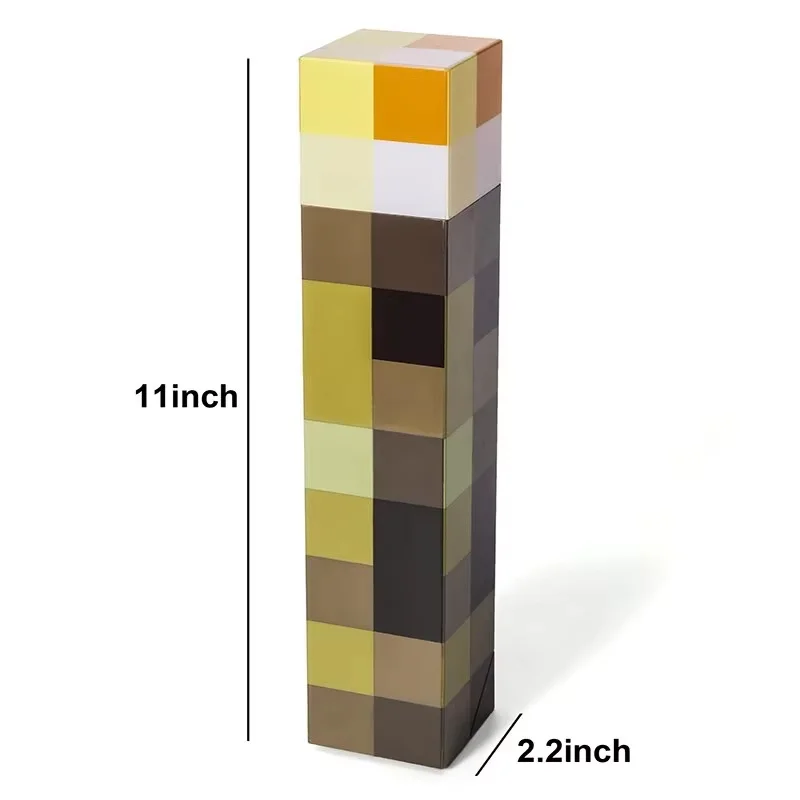 MC Game Brownstone Torch Lamp Figure 4Colors LED Night Light Bedroom Decorative Table Lamp USB Charging with Buckle Kids Toy Gif image 6