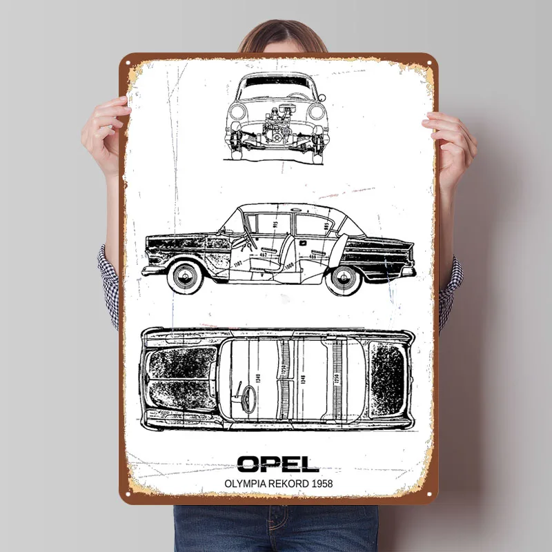 BNW أوبل أولمبيا ريكورد 19 تسجيل سيارة المشارك الديكور غرفة نوم مخصص معدن القصدير علامات لجدار الفن الديكور القهوة بار الرجعية #1