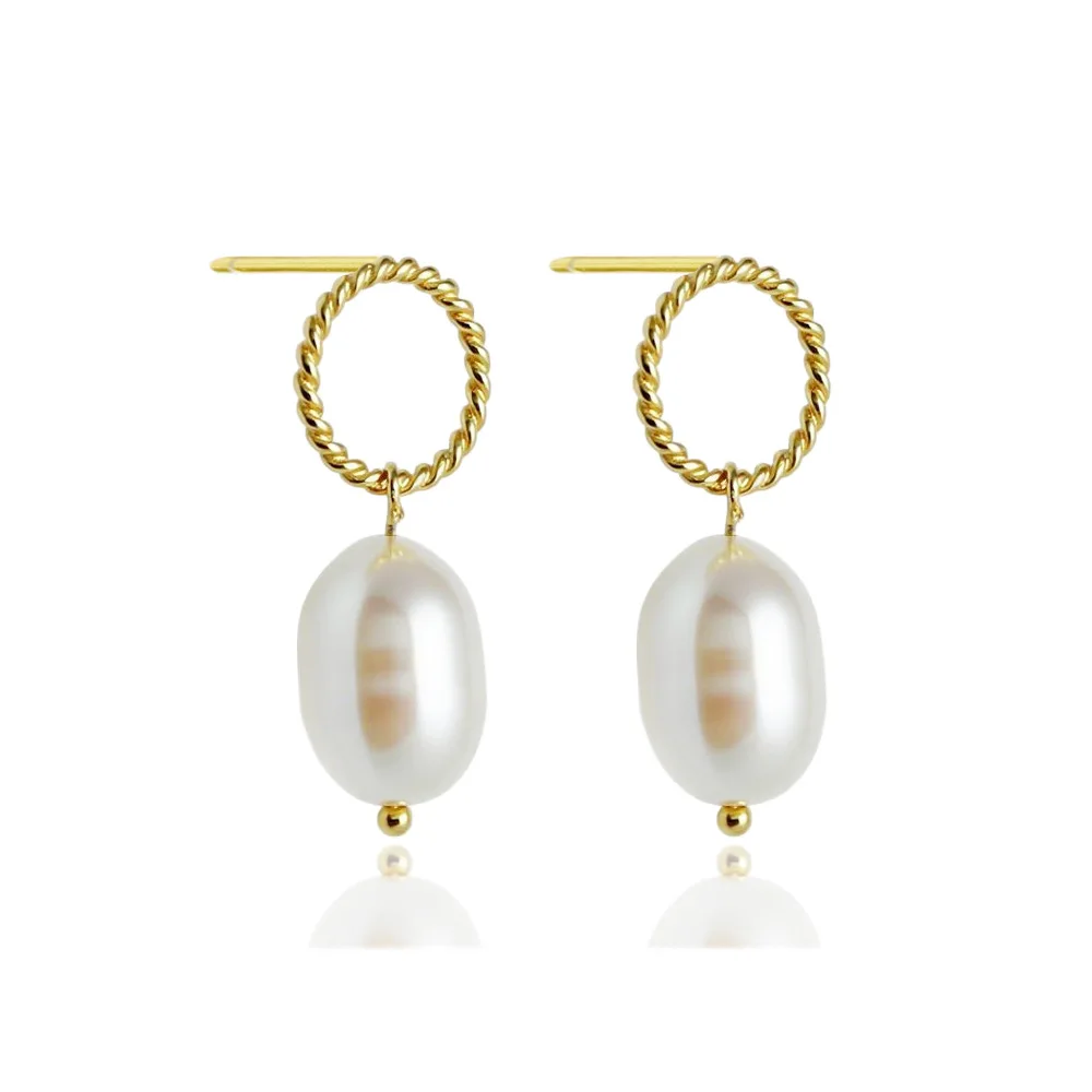 

CCFJOYAS 925 Sterling Silver Natural Extra-shaped Freshwater Pearl Drop Earrings for Women European and American Wedding Jewelry