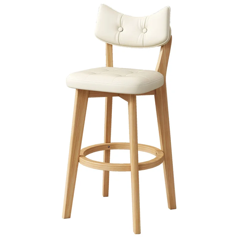 

Bar chair Household high stool Solid wood back Commercial checkout page Bar Light luxury bar stool Island