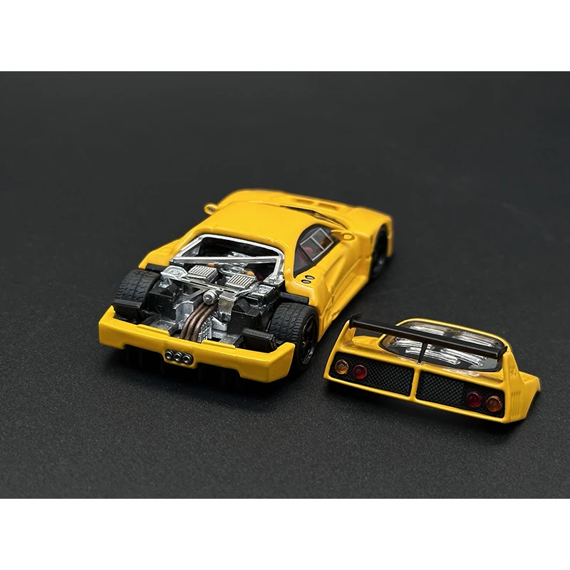 Amarelo Diecast Car Model Collection, Brinquedos Em Miniatura, Caçadores De Stance, Capuz Aberto, SH em Stock, LM 1:64, F40