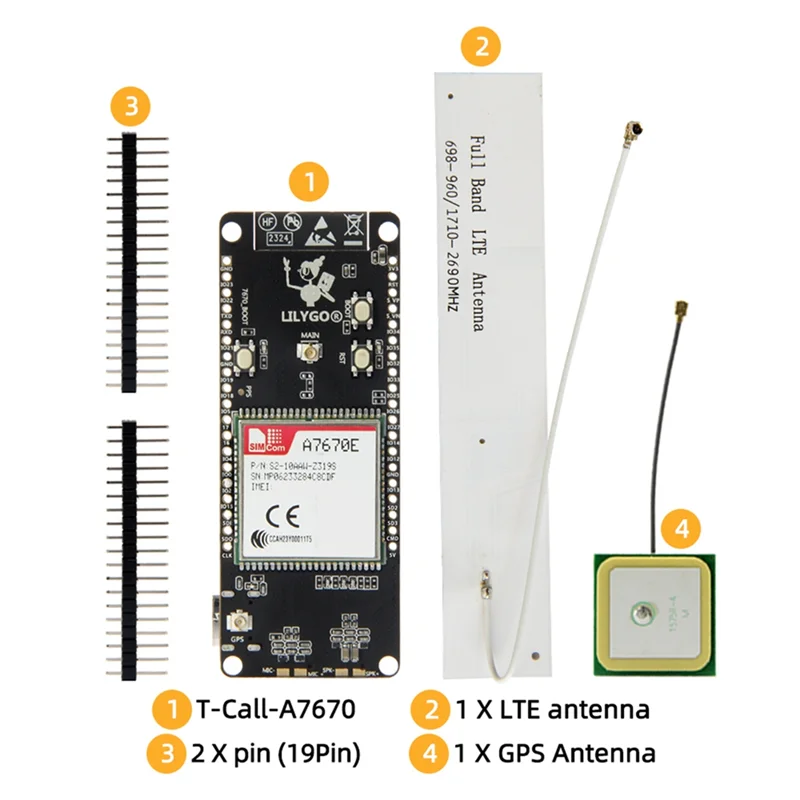 

LILYGO T-Call A7670 4G 2G ESP32 Макетная плата A7670E LTE GSM Сеть ESP32-WROVER-E Wi-Fi Bluetooth Беспроводной модуль-N33R