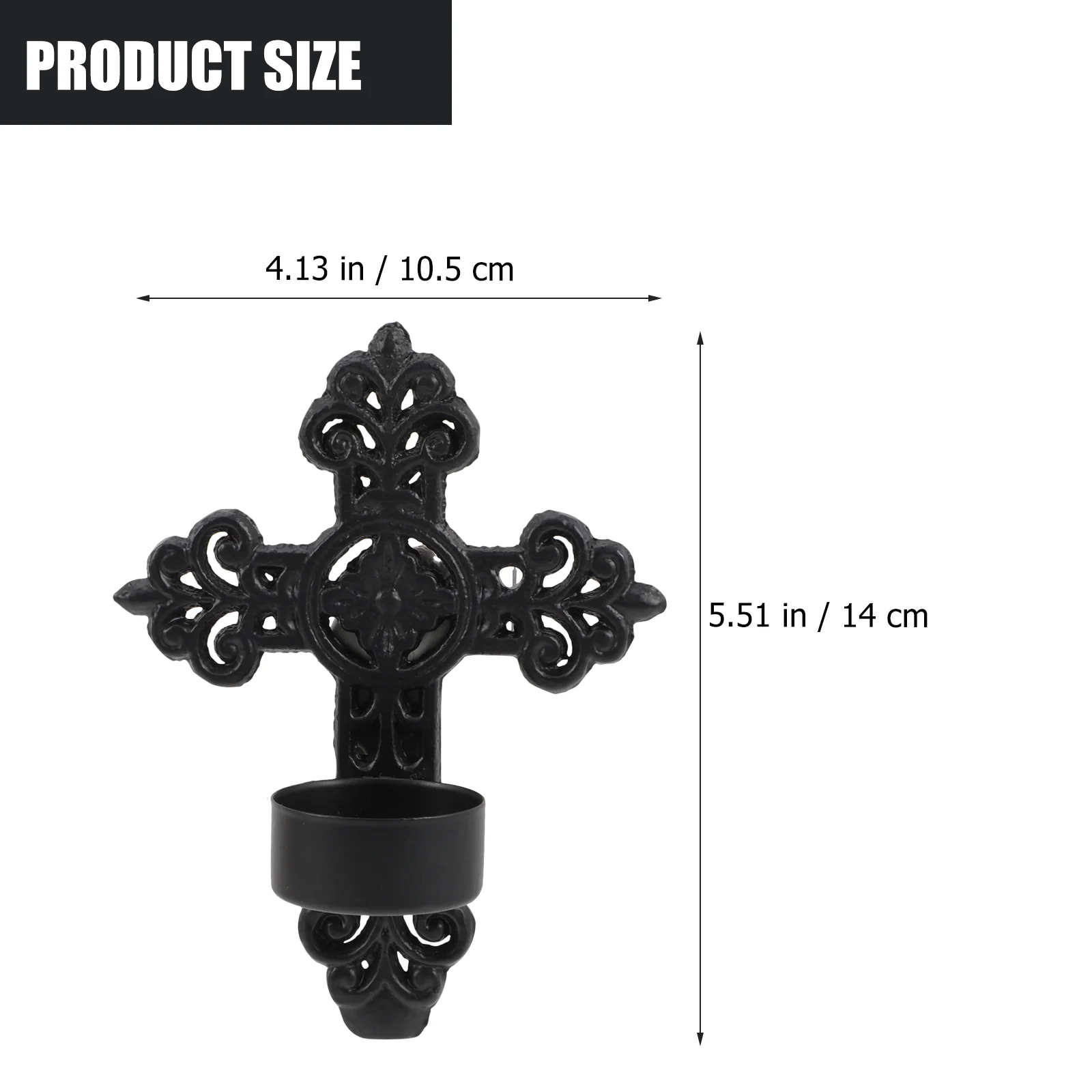 2 Pcs Retro Decor Metal Ornament Tea Light Holder Wall Lamp for Hanging Iron Vintage Candlestick Black Living Room