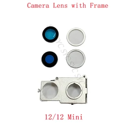 Back Rear Camera Lens Glass with Frame Holder For iPhone 12 Mini Camera Frame Repair Parts