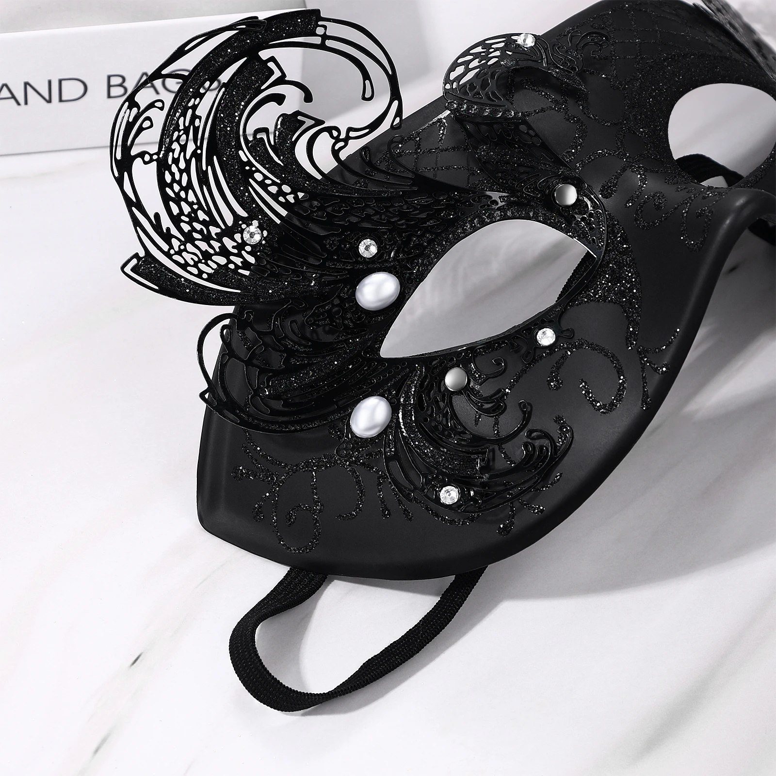 여성용 나비 속눈썹 마스카라 메이크업 가장 무도회 마스크 카니발 할로윈 파티 의상 파티 결혼식 블랙에 적합