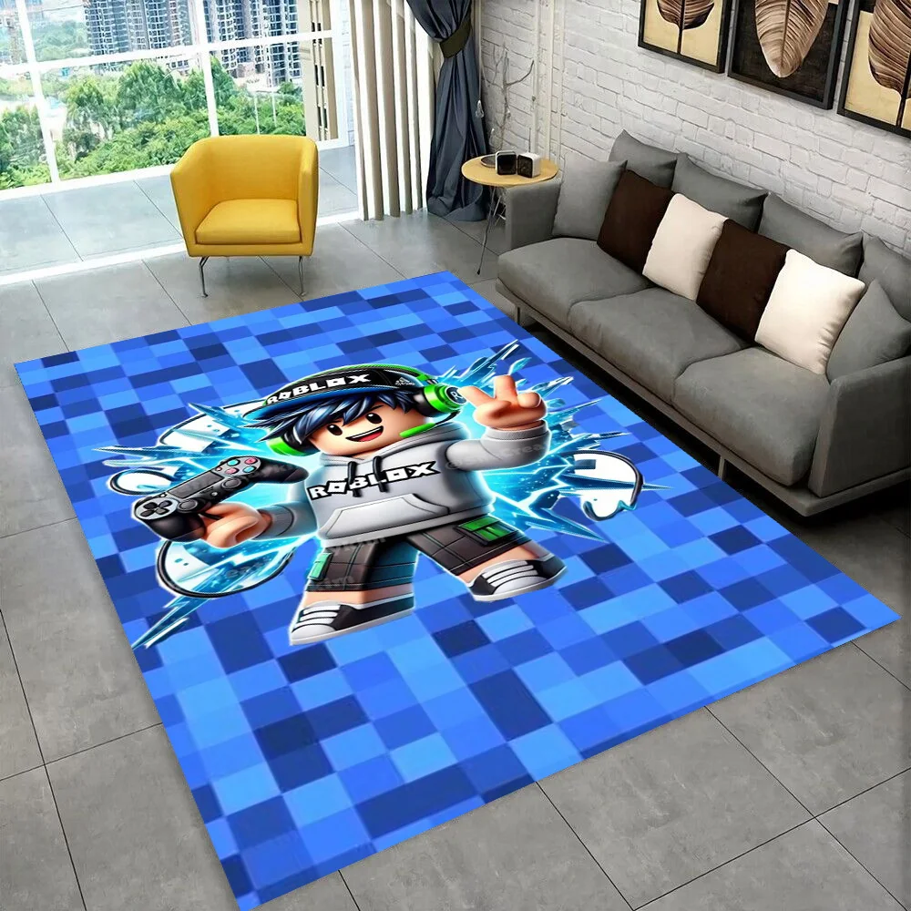 3D Cartoon R-Robloxs Game Carpet Rug for Playroom Bedroom Living Room Sofa Home Doormat Decor, Area Rug Non-slip Floor Mat Gift