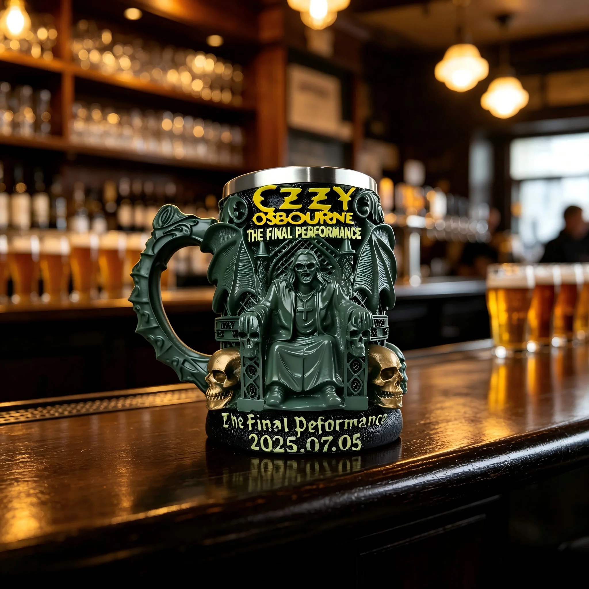Tasse Ozzy en résine 3D pour Halloween, tasse commémorative Osbourne, tasse d'eau en acier inoxydable avec crâne, tasse à bière, tasse à café pour boire