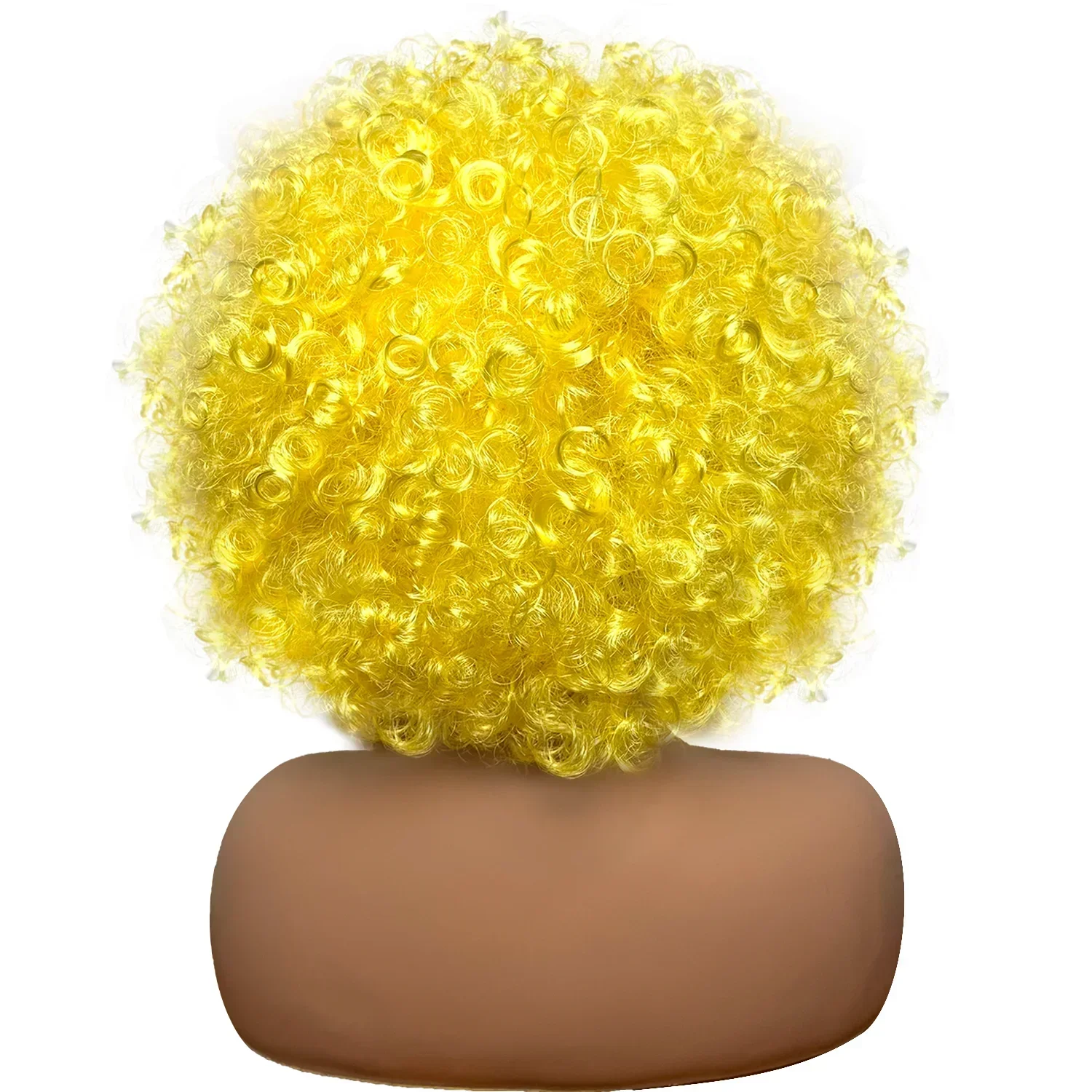 شعر مستعار أفرو أصفر قصير اصطناعي مجعد للرجال والنساء ديسكو 70s موضوع حفلة الهالوين تأثيري حلي شعر مستعار غير تقليدي