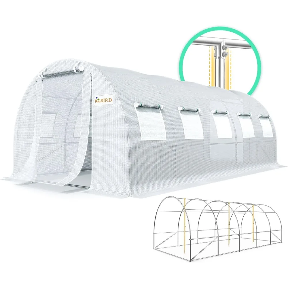 

Premium 25x10x6.6FT Large Walk-in Greenhouse for Outdoors, Heavy Duty Galvanized Steel Frame W/ 2 Screen Door Vent
