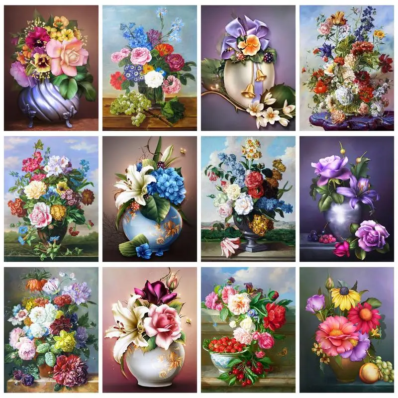 

RUOPOTY 5D Diamond Painting Collection Flower Mosaic Embroidery Picture Of Rhinestones Wall