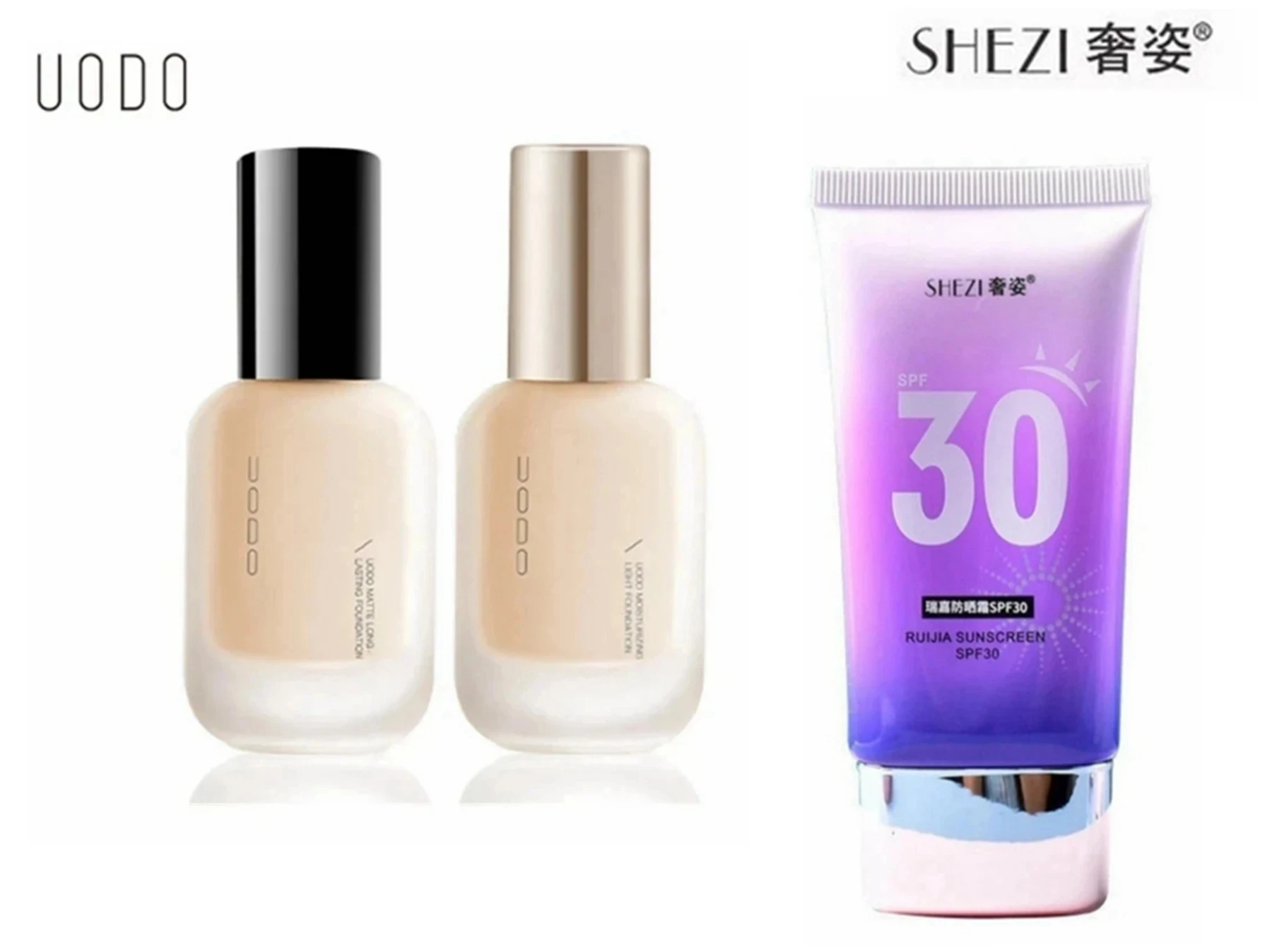 UODO and Shezi Sunscreen Whitening SPF30 Liquid Foundation Long-lastingBB Cream FlawlessSkin for A Lasting Bright skincare 30ml