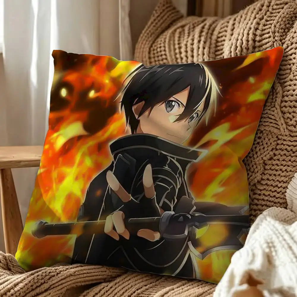 Kirito Kazuto Sword Art Online Double-Sided Printed Cushion Cover Bedroom Bedside Sofa Pillow Case