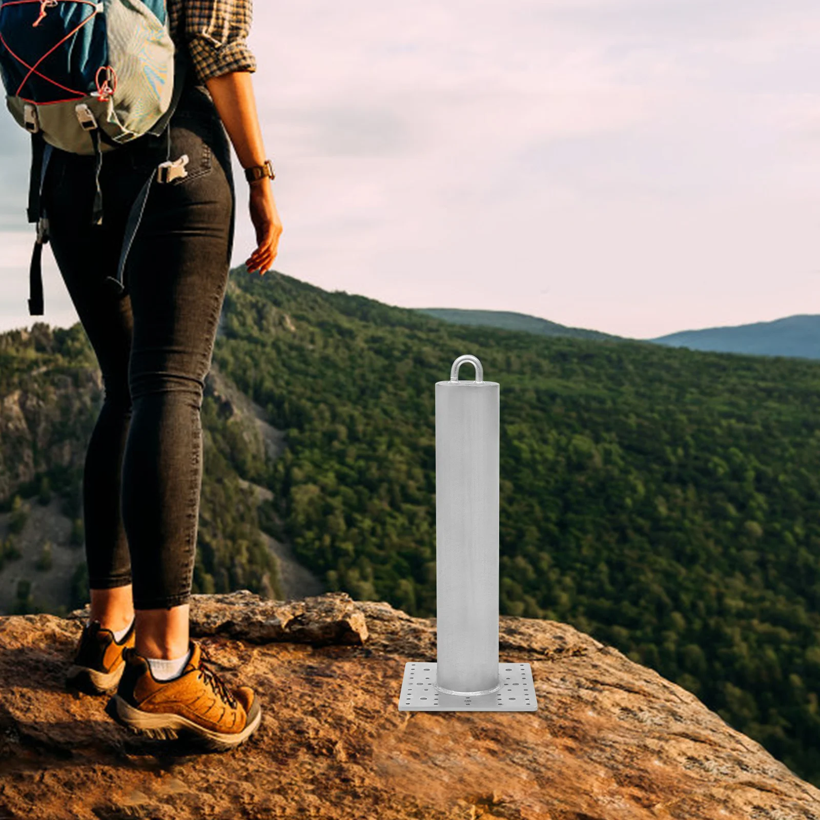 Silver Column Commercial Roof Anchor(Indoor&Outdoor Use) - Smooth Round Edges&Safe Touch, Damp Rag Cleaning