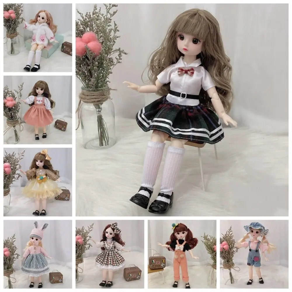 

12 Moveable Joints 30cm Bjd Doll Brown Eyes with Clothes Shoes Girl's Dress Dolls Long Wig Dress Up Doll Girl Toy Kids Toys