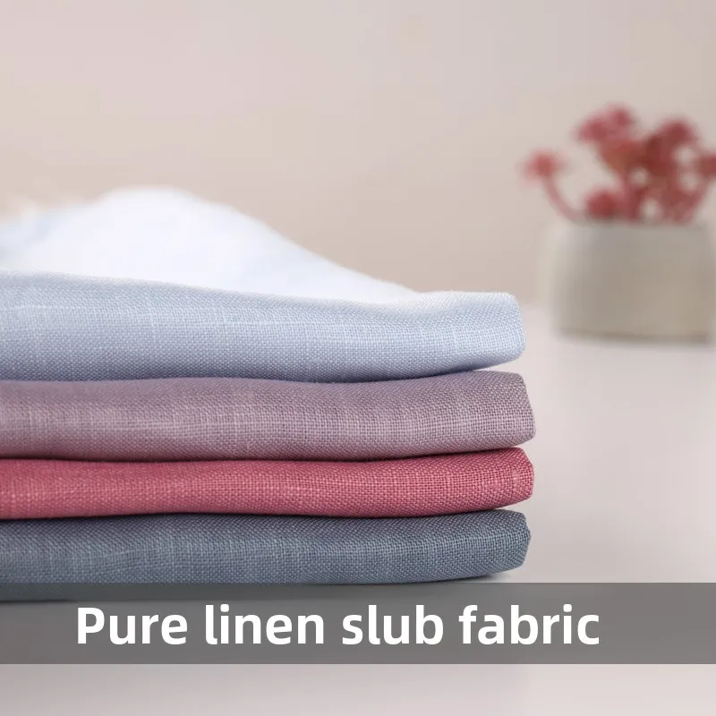 

Solid Colored Linen Fabrics for Natural Breathable DIY Sewing Pants Dress Fabric Clothing Fashion Wholesale Cloth Material