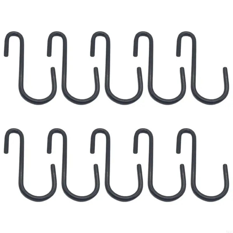 

T21C 10Pcs/Set Black Coating S Shaped Hooks Home Storage Utility Metal Hangers Storage Holder for Hanging Plant Towel Pan Pot