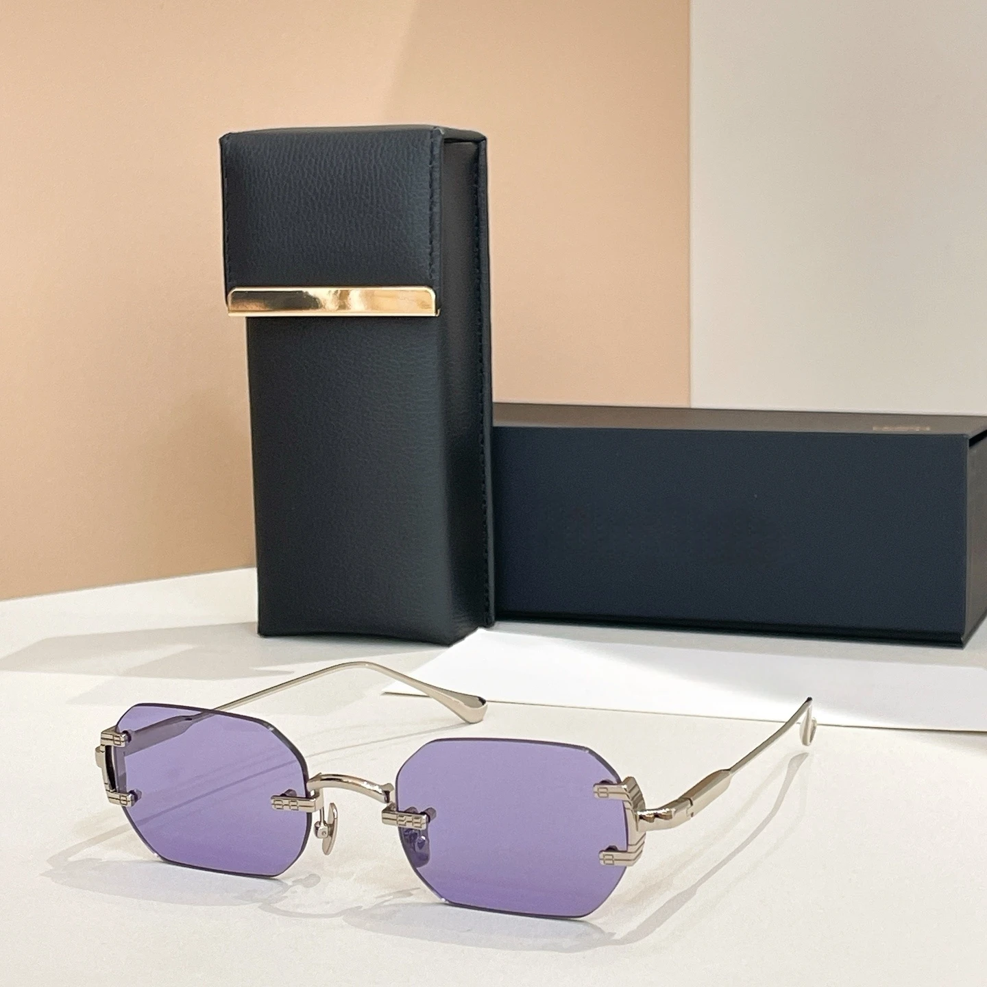 

New Luxury Fashion Trend Vintage John Sunglasses AMARU Rimless Style Thick CR39 Lens Retro Square Design Unisex A+ Top Quality
