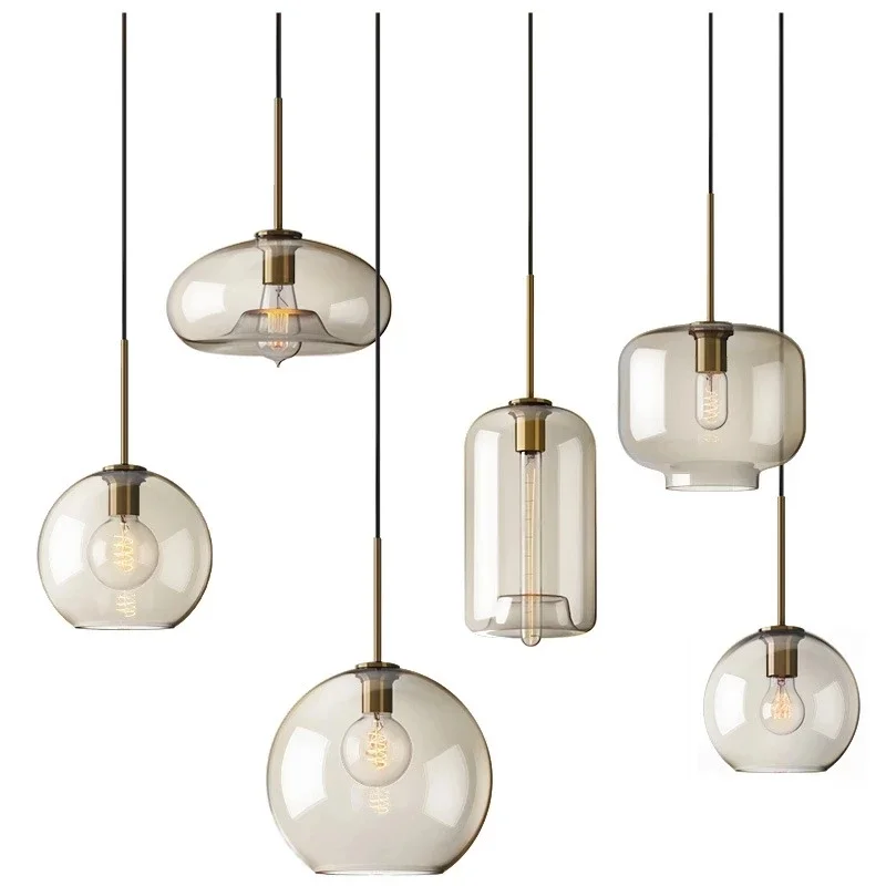 

Modern art restaurant pendant light industrial retro LED glass pendant light Nordic luxury loft pendant light bedroom lighting