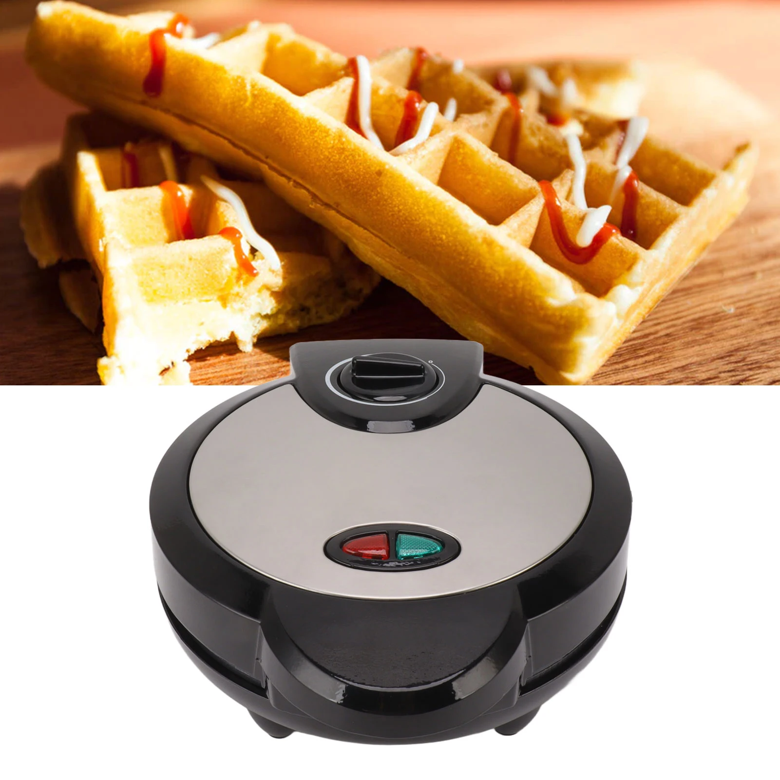 

1200W Waffle Maker Double Side Flip Cooking Plate Adjustable Temp Non Stick Baking Pan