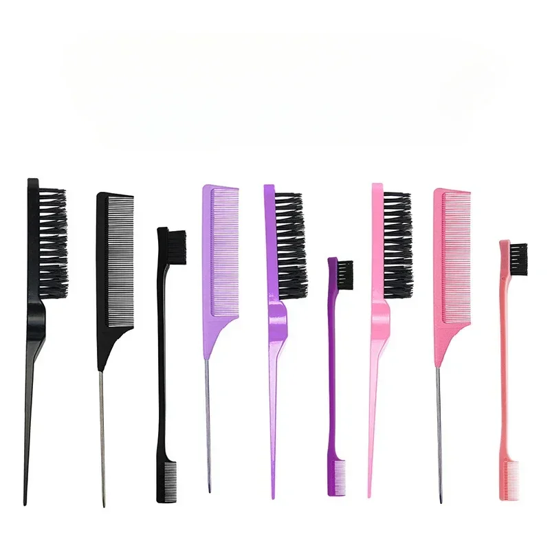 Hair Coloring Brushes Combs 3pcs/set Pointed Tail Hairdressing Comb Double Comb Three Rows of Styling Brush Eyebrow Brush Tools