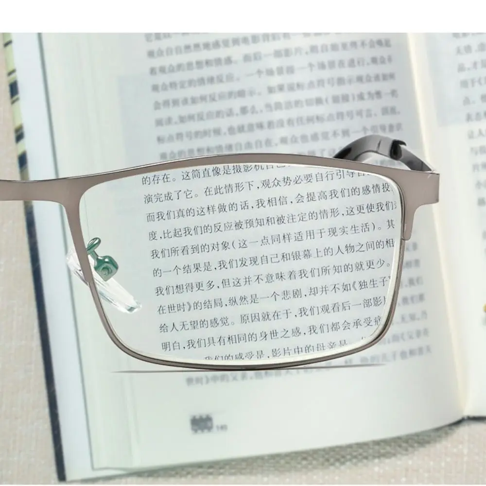 Portable Metal PC Reading Glasses Grey Decorative Glasses Frame Glasses Rectangle Plain Glass Spectacles Readers