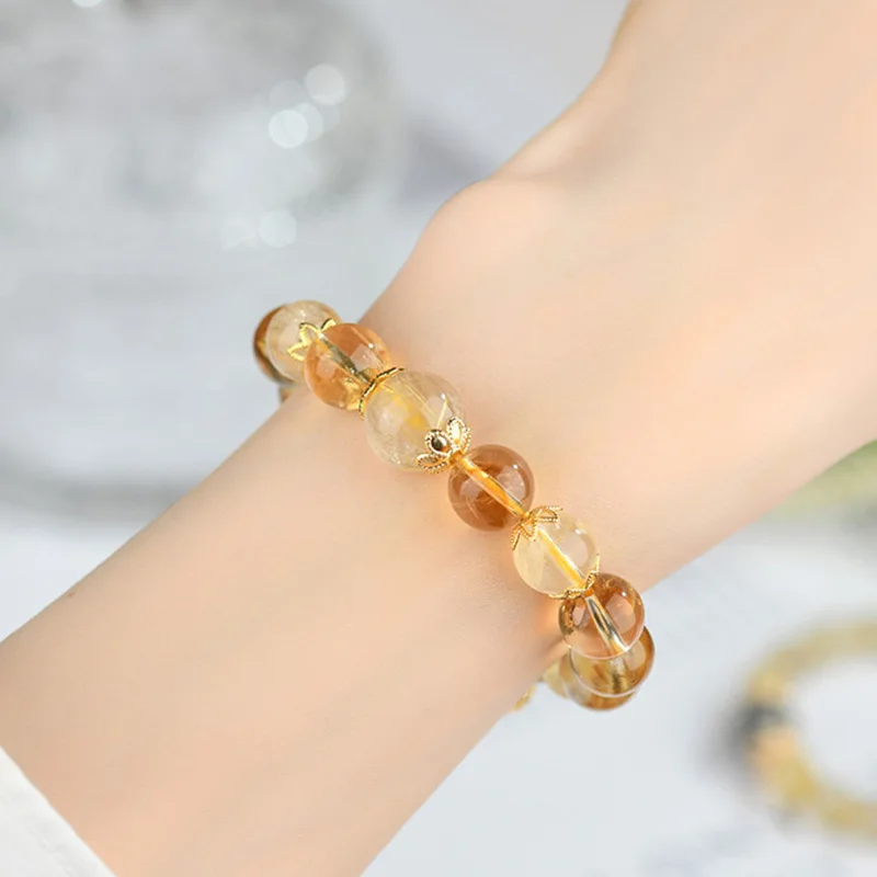 Natural Crystal Yellow Hair Crystal Yellow Tower Crystal Bracelet