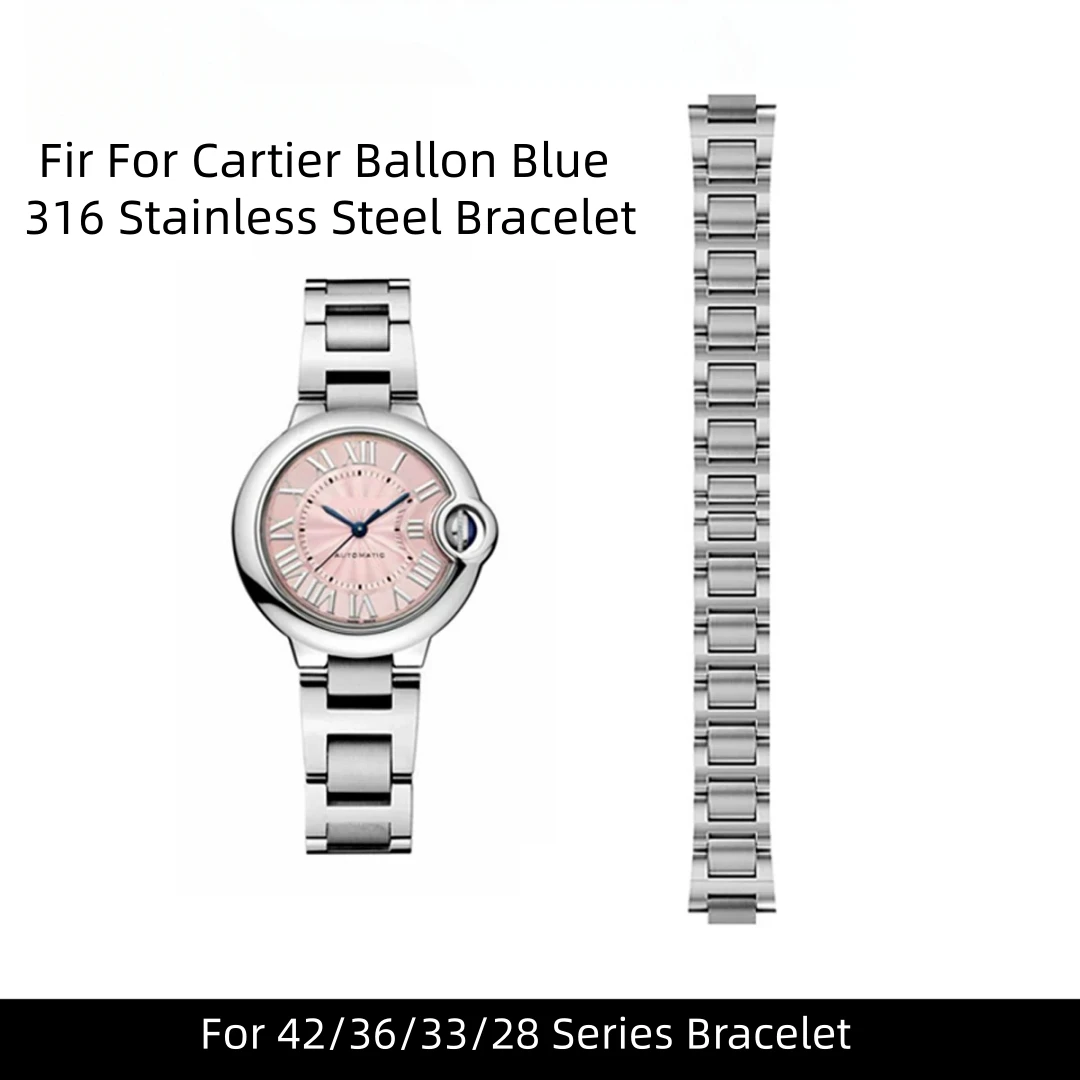 

Fit For Cartier Ballon Bleu De Original Quality Solid 316 Stainless Steel Bracelet Fit For 42/36/33/28mm Dial Watch Strap