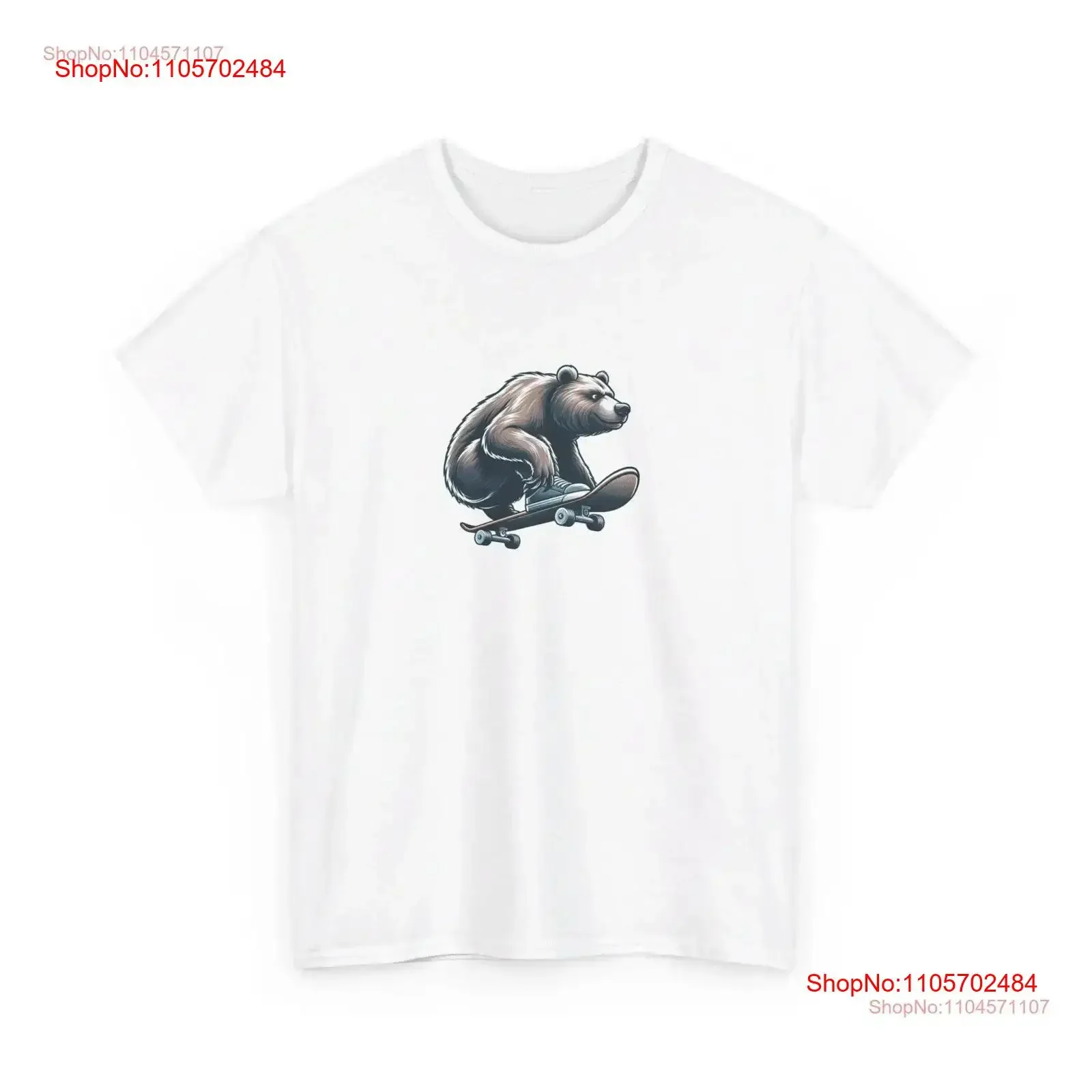 Cool Grizzly Bear riding a Skateboard Heavy Cotton T Shirt vintage Washed Comfortable Top For Everyday Wear Versatile