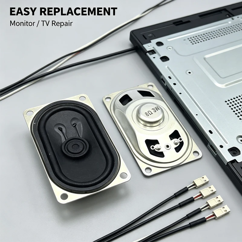 2Pcs 4070 Rectangular Speaker Horn 3W 8Ohm, 40*70MM 20MM Thick Metal Frame Loudspeaker for TV LCD Monitor Audio Replacement