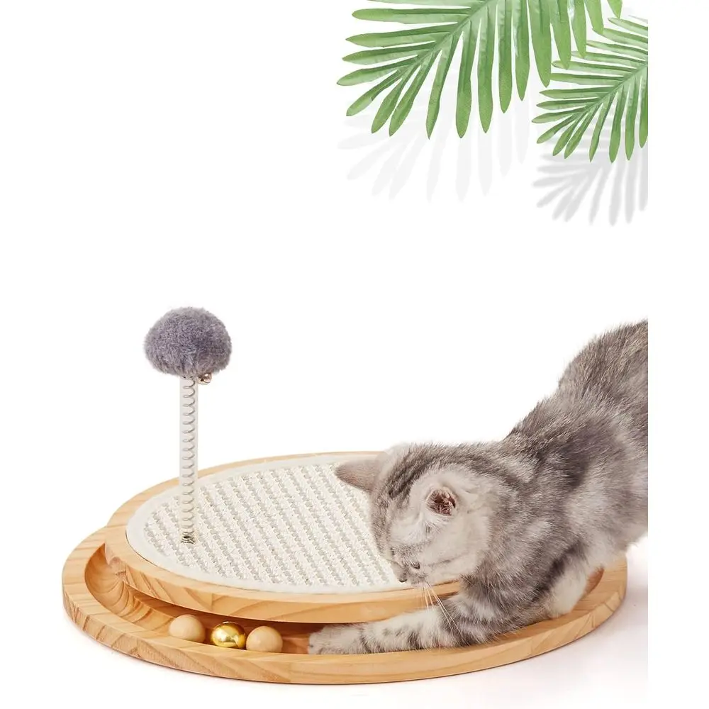 

Natural Sisal Scratching Pad for Cats, Interactive Toy with Ball Track for Kitten's Physical and Mental Exercise