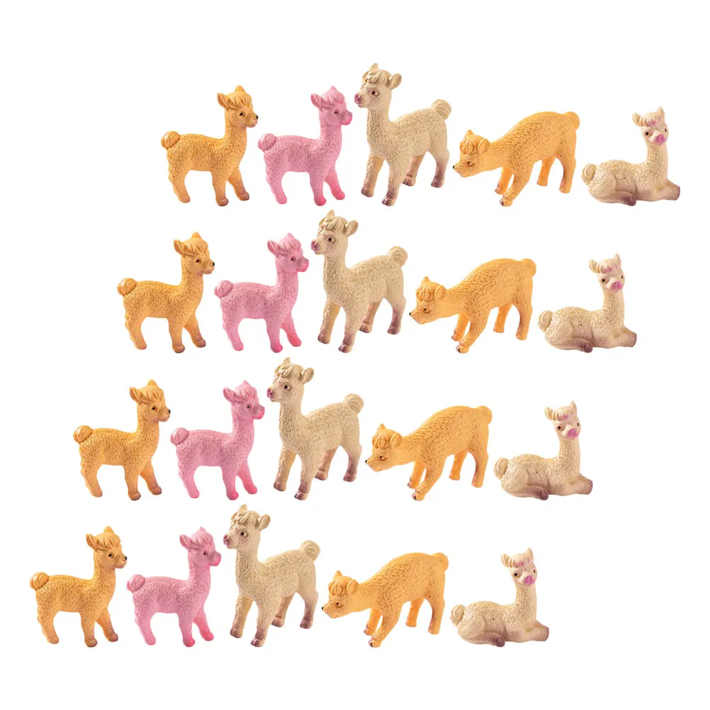 

20pcs Alpaca Figurines Resin Mini Statues Decorative Animal Figures for DIY Garden Desktop Ornament Simulation Lamb Model