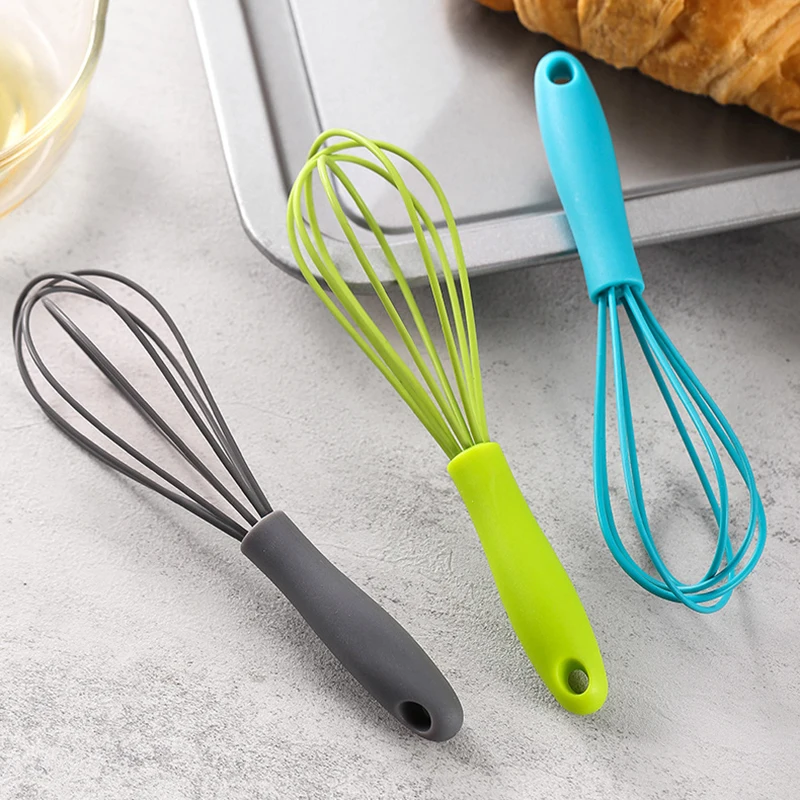 Mini Silicone Egg Whisk Durable Handheld Whipped Cream Foam Maker Anti-Slip Egg Blender Silicone Egg Whisker Portable Kitchen