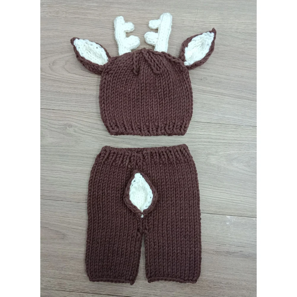 Accessoires de photographie pour nouveau-nés, vêtements pour bébé, tenue en tricot de cerf de dessin animé, pull pour bébé de 0 à 1 mois, tenue confortable pour séance Photo