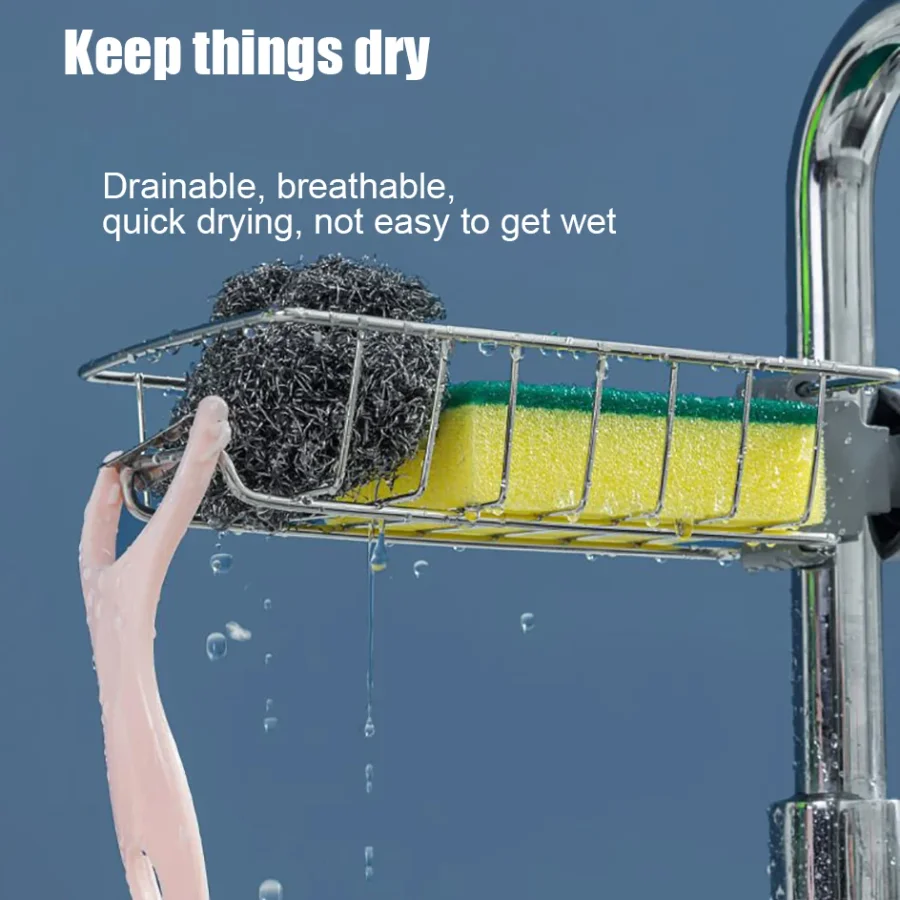 

1PC Kitchen Sink Drain Holder Adjustable Height Flexible and Rotatable Hanging Faucet Rack Suitable for Soap Sponges Brushes