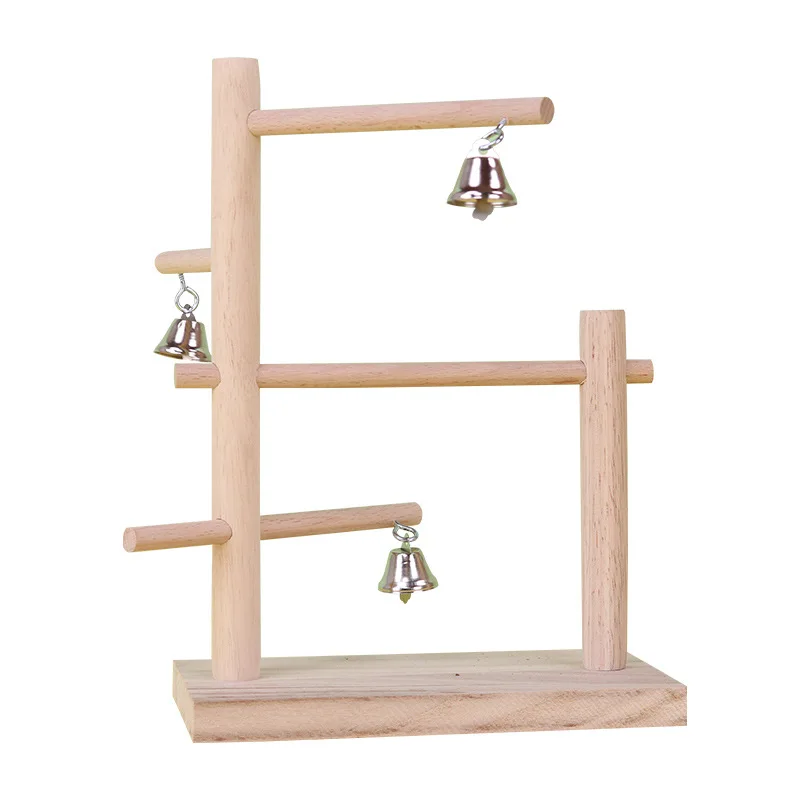 

Solid Natural Wood Parrot Swing Stand with Fun Climbing Ladder Eco-Friendly Hanging Bridge Bird Toy for Pets