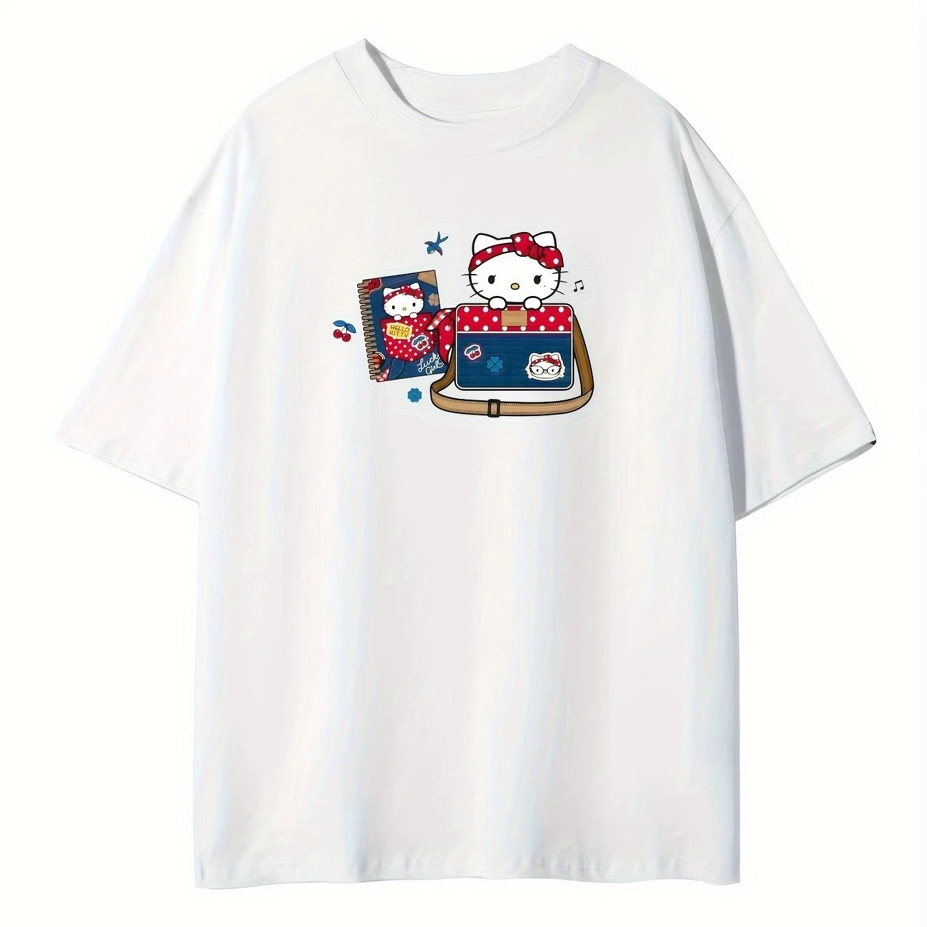 

Hello Kitty Графический принт Лето Осень Зима Хлопковые мужские и женские футболки с короткими рукавами Роскошные виды спорта на открытом воздухе