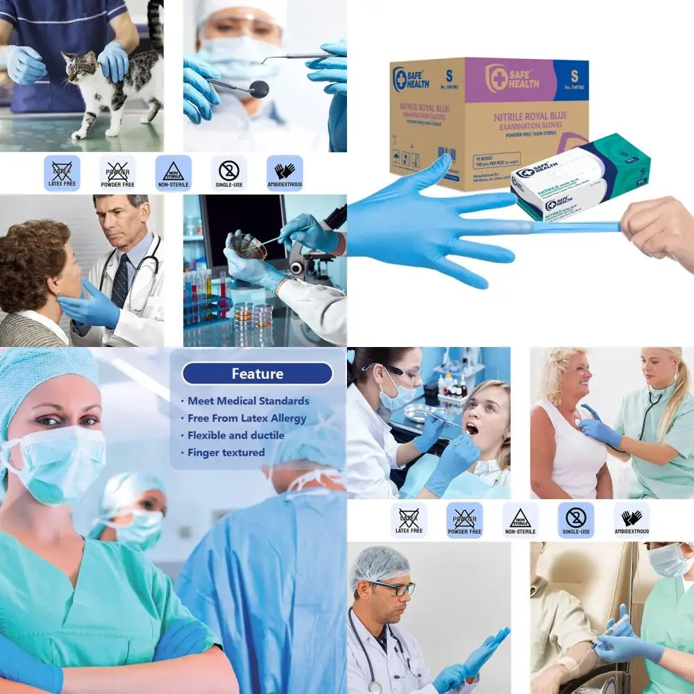 

Disposable Nitrile Gloves - Latex-Free, Powder-Free, 3.5 Mil, Blue, Medical Grade, Ideal for Cleaning